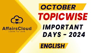 October 2024  Important Days  English  AffairsCloud [upl. by Bausch692]