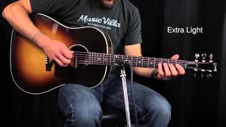 The Ultimate Acoustic String Comparison  Extra Light vs Custom Light vs Light vs Medium [upl. by Noned]