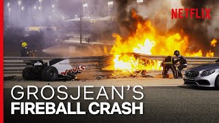 Grosjeans Insane Fireball Crash  Formula 1 Drive To Survive S3  Netflix [upl. by Sahc]