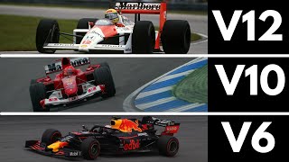 Incredible F1 Engines Sound Evolution 1950Current V12 V10 V8 V6 [upl. by Herald]