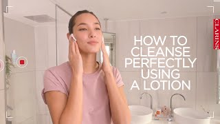 How to perfect cleansing using a lotion  Clarins [upl. by Anaeg]