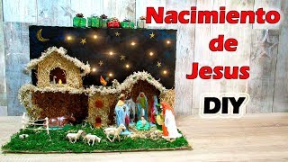 Cómo Hacer un belén o un pesebre y el nacimiento de Jesús Con cartón reciclado [upl. by Koh]