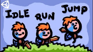 MAKING RUN IDLE amp JUMP 2D GAME ANIMATIONS  UNITY TUTORIAL [upl. by Ardekal1]