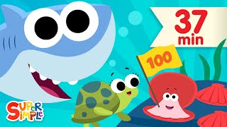 Lets Count To 100 with Finny The Shark  40 Minutes of Kids Songs  Super Simple Songs [upl. by Lauer]