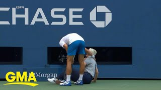 Tennis star Novak Djokovic abruptly disqualified from US Open l GMA [upl. by Dammahom]