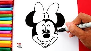 Aprende hacer Dibujos de MINNIE MOUSE con Brillantina  Glitter Minnie Mouse Drawings for Kids [upl. by Sileas]