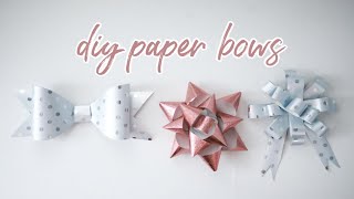 EASY DIY PAPER BOWS 3 WAYS [upl. by Grati523]