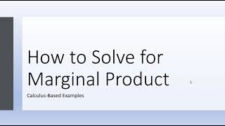 How to Solve for Marginal Product [upl. by Enytsirk]