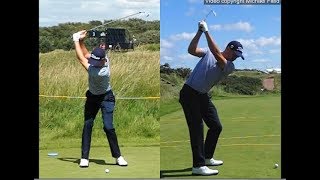 Justin Thomas golf swing  Long Iron faceon amp downtheline July 2017 [upl. by Travax]