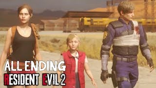 Resident Evil 2 Remake 2019  ALL ENDINGS  TRUE Ending Leon and Claire Endings [upl. by Hyde]