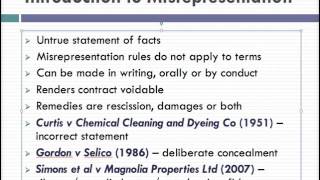 Misrepresentation Lecture 1 of 4 [upl. by Sitarski]