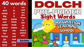 Dolch Pre Primer Sight Words Preschool  Kindergarten Sight Word Flashcards 40 words [upl. by Eleen]