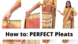 EASY Saree Pleating Tutorial  How to Pleat for beginners  Tia Bhuva [upl. by Hightower]