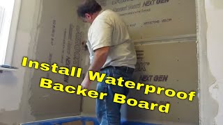 How to Install and Waterproof CEMENT BOARD tub area [upl. by Ihn]