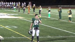 High School Football Player Sam Keith sings Anthem at Game  103014 [upl. by Brag]