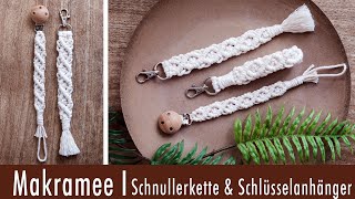 Makramee DIY  Rautenmuster  Anleitung für Schnullerkette und Schlüsselanhänger [upl. by Rowell985]